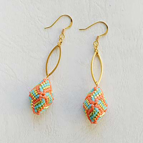Miyuki Beading Kit - Designer Ear Drops Orange/turquoise Mix