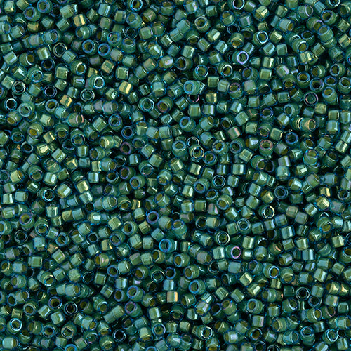 MIYUKI DELICA 11/0 FANCY LINED GREEN TURQUOISE