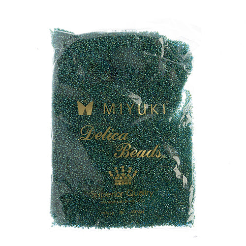 MIYUKI DELICA 11/0 FANCY LINED GREEN TURQUOISE