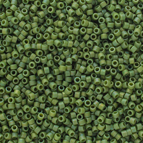 MIYUKI DELICA 11/0 FROSTED GLAZED RAINBOW GREEN