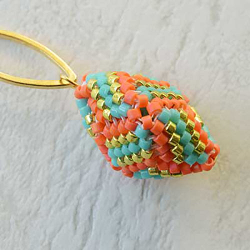 Miyuki Beading Kit - Designer Ear Drops Orange/turquoise Mix