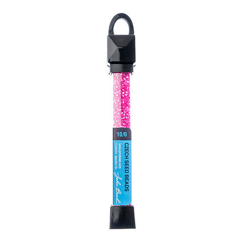 Perlas de semillas checas Apx 24 g Vial 10/0 Transparente Fucsia S/l
