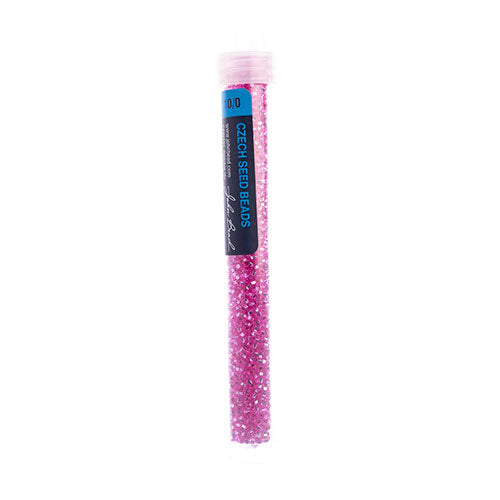 Czech Seed Bead Apx 22g Vial 10/0 S/l Dyed Fuchsia