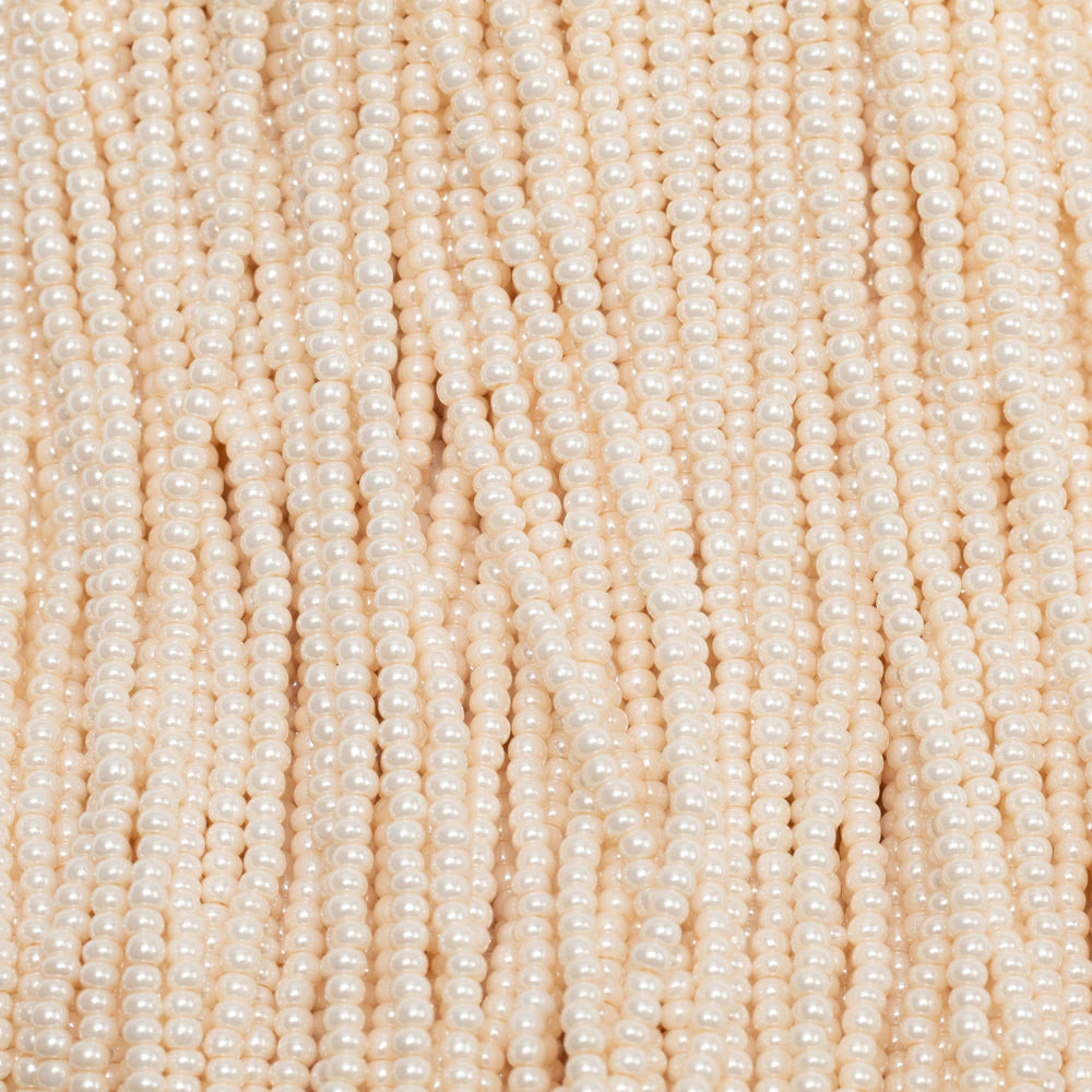 Czech Seed Beads, 11/0 – Pearlized Eggshell Pearl (strung)