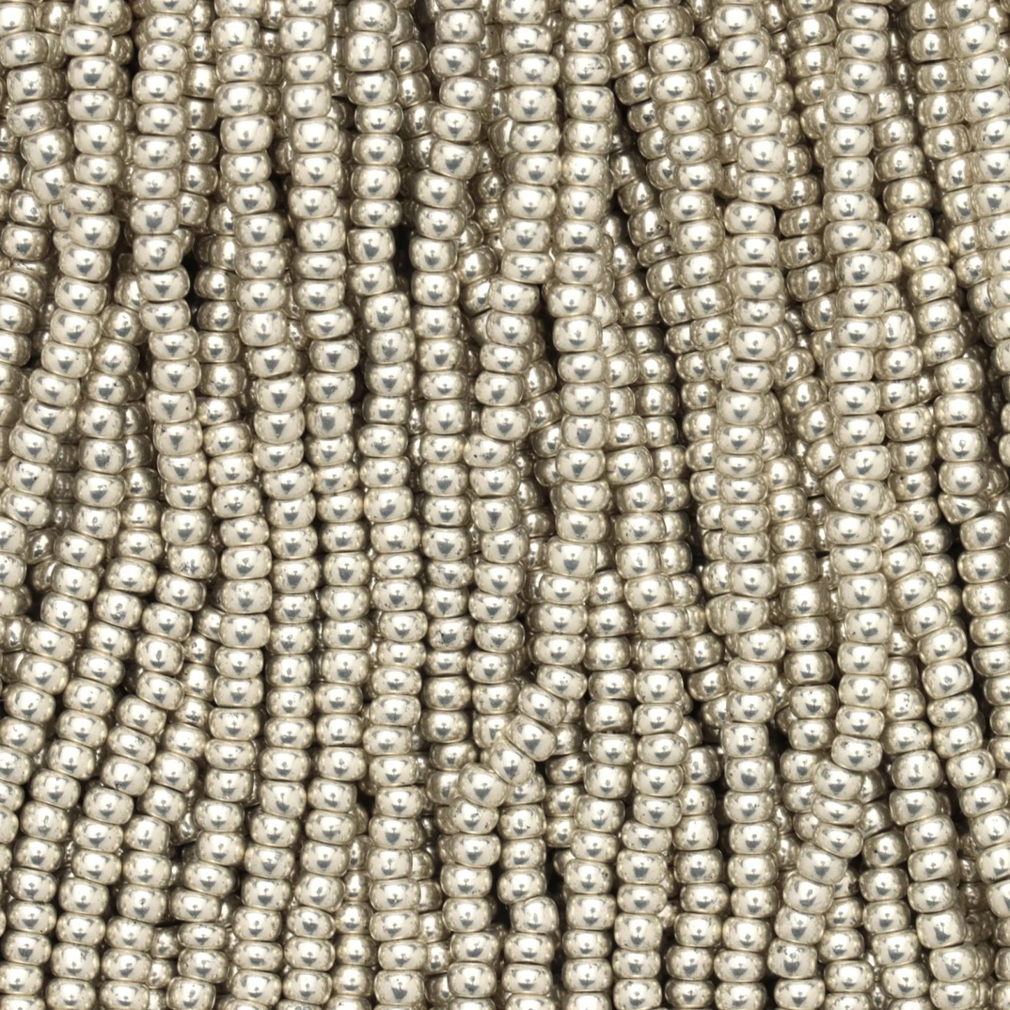 Czech Seed Beads, 11/0 – Metallic Silver (strung)