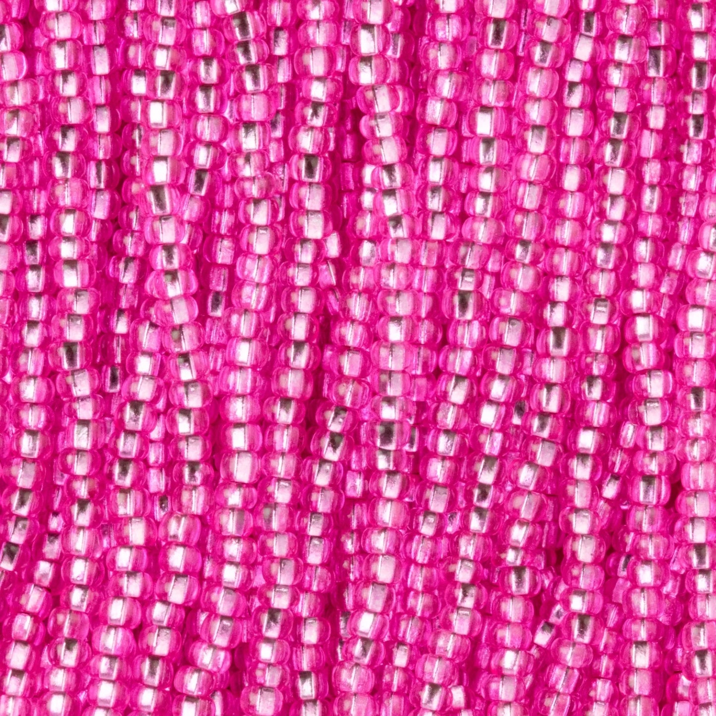 Czech Seed Beads, 11/0 – Silverlined Dyed Fuchsia (strung)
