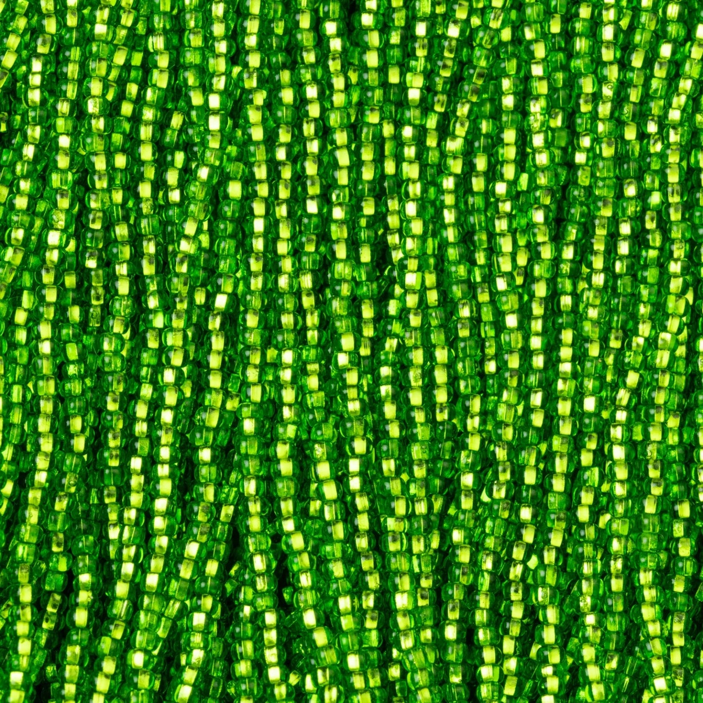 Czech Seed Beads, 11/0 – Silverlined Chartreuse (strung)
