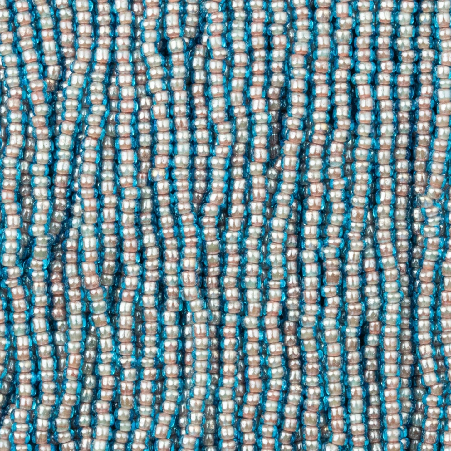 Czech Seed Beads, 11/0 – Colourlined Aqua Orange Lined (strung)
