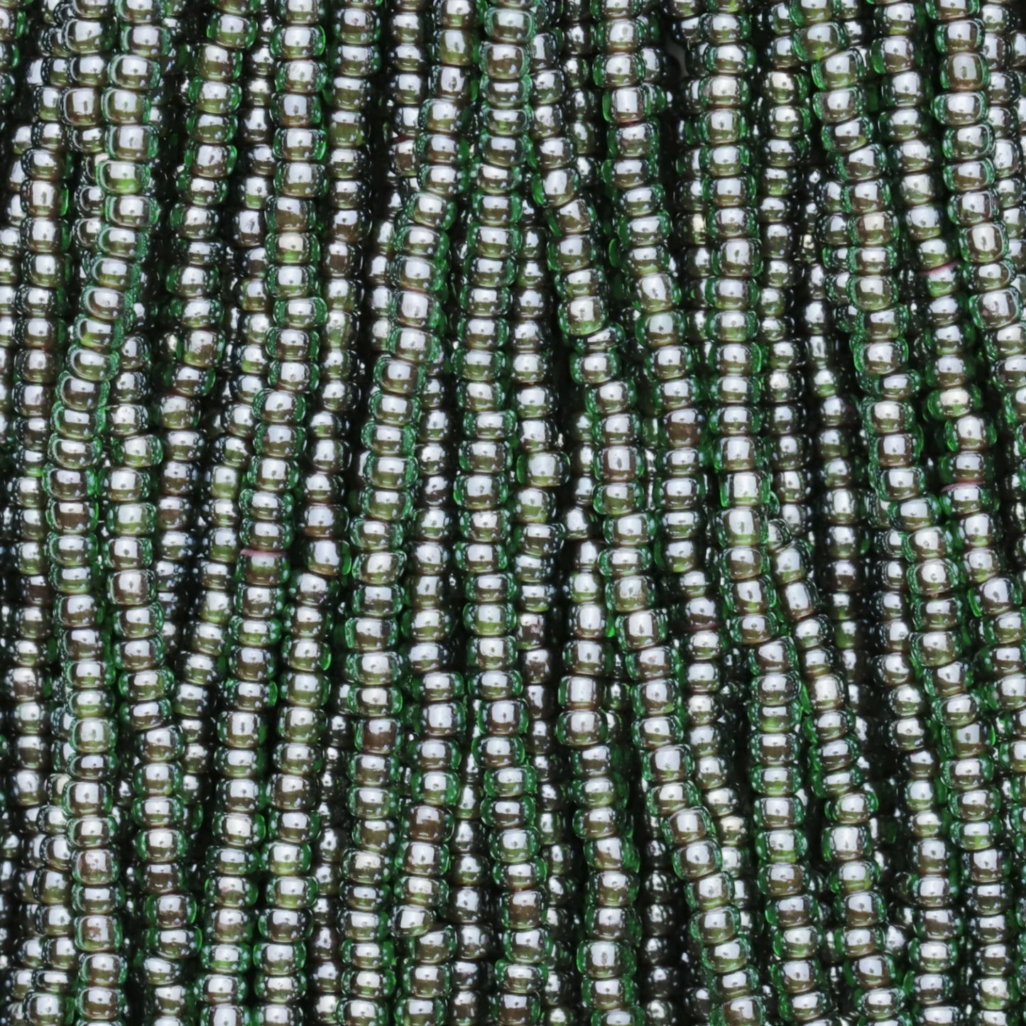 Czech Seed Beads, 11/0 – Colourlined Dark Green (strung)