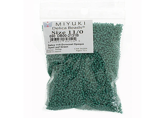 Duracoat Opaque Dyed Leaf Green Delica 11/0 DB-2131 - Turtle Island Beads And Silver