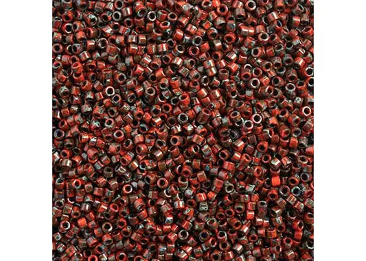 Picasso Opaque Red Garnet Delica 11/0 DB-2263 - Turtle Island Beads And Silver
