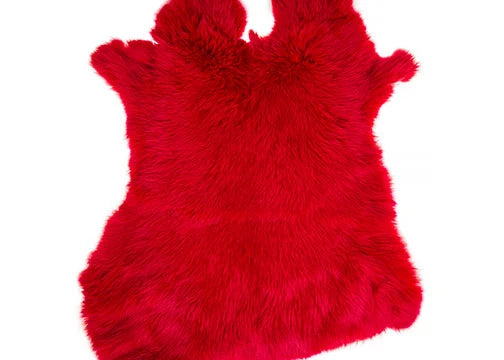 Rabbit Fur Skin - Medium Grade Apx 11x15in Dyed Red