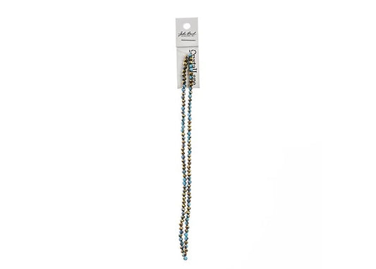 Crystal Lane Diy Rondelle 2 Strand 7in (apx110pcs) 3x4mm Opaque Dark Blue W/half Gold Iris