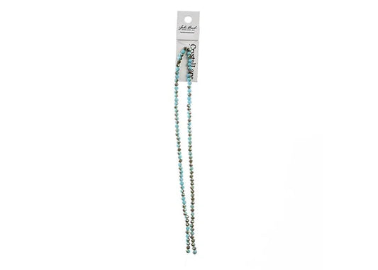 Crystal Lane Diy Rondelle 2 Strand 7in (apx110pcs) 3x4mm Opaque Blue W/half Champagne Luster