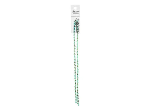 Crystal Lane Diy Rondelle 2 Strand 7in (apx110pcs) 3x4mm Op. Turquoise Blue W/half Champagne Luster
