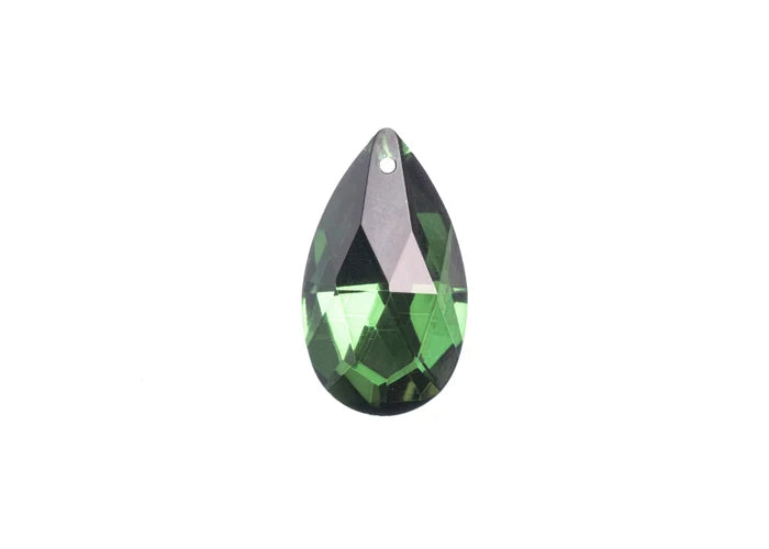 CRYSTAL LANE DIY FACETED TEARDROP 22X38MM DARK GREEN