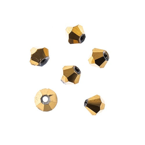 Crystal Lane Diy Bicone 2strand 7in (apx96pcs) 4mm Opaque Gold Iris