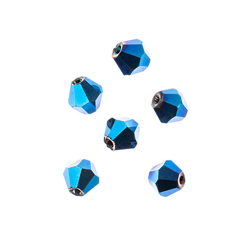 Crystal Lane Diy Bicone 2strand 7in (apx96pcs) 4mm Opaque Blue Iris