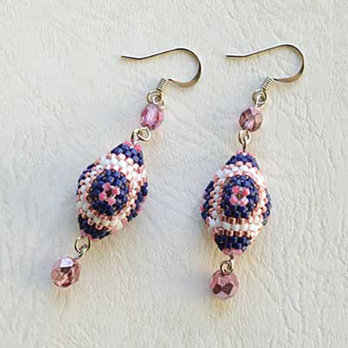 Miyuki Beading Kit - Designer Ear Drops Purple/white Mix