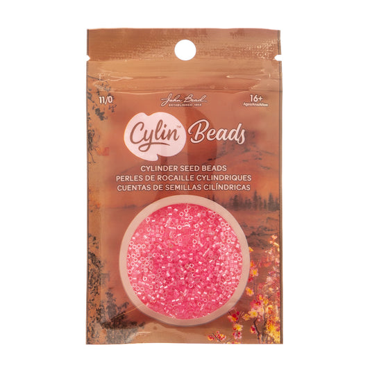 CYLIN BEAD 11/0 25G BAG DARK CRYSTAL PINK LINED CEYLON