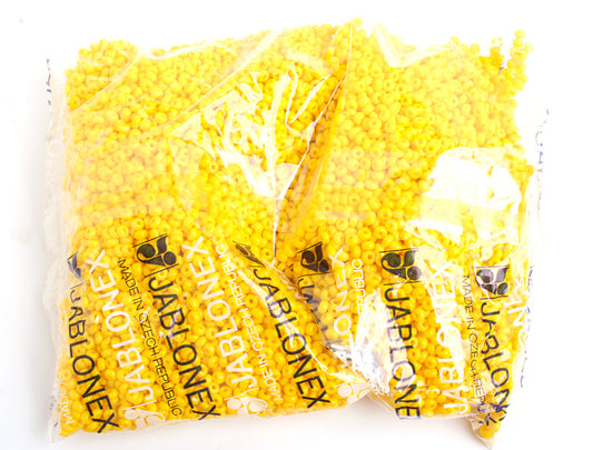 Perlas de semilla checas/perlas de poni 6/0 opacas doradas/amarillas, 500 g