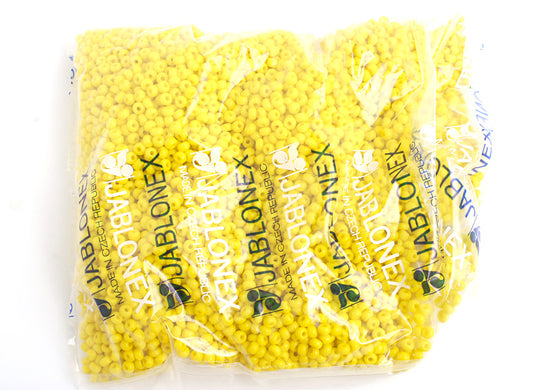 Perlas de semilla checas/perlas de poni 6/0 opacas de color amarillo limón, 500 g