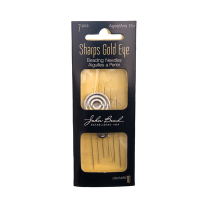 Sharps Gold Eye Beading Needle W/threader Size 10