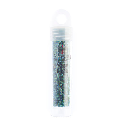 MIYUKI DELICA 11/0 FANCY LINED GREEN TURQUOISE