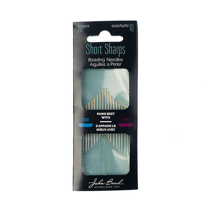 Beading Needle Gold Eye Short and Sharps 20pcs Size 10
