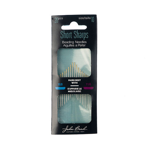 Beading Needle Gold Eye Short and Sharps 20pcs Size 10