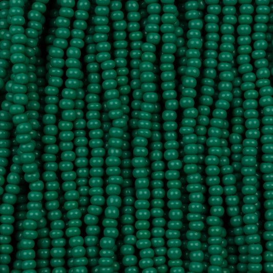 Czech Seed Beads, 11/0 – Opaque Dark Green (strung)