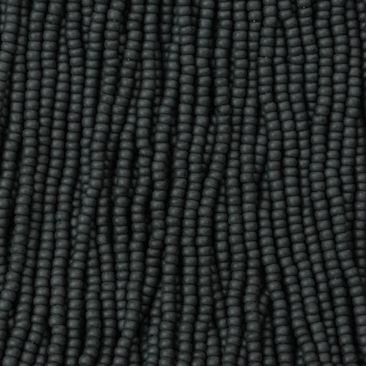 Czech Seed Beads, 11/0 – Opaque Matt Black (strung)