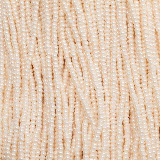 Czech Seed Beads, 11/0 – Pearlized Eggshell Pearl (strung)
