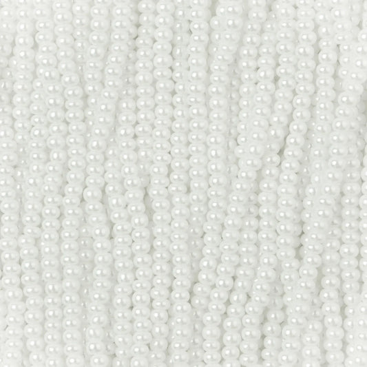 Czech Seed Beads, 11/0 – Opaque Lustre White (strung)