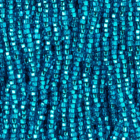 Czech Seed Beads, 11/0 – Silverlined Dark Aqua (strung)