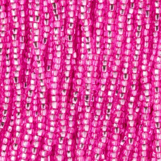 Czech Seed Beads, 11/0 – Silverlined Dyed Fuchsia (strung)