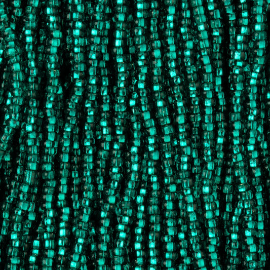 Czech Seed Beads, 11/0 – Silverlined Teal (strung)