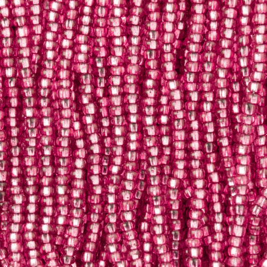 Czech Seed Beads, 11/0 – Silverlined Dyed Rose (strung)