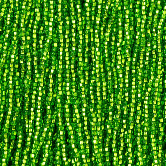Czech Seed Beads, 11/0 – Silverlined Chartreuse (strung)