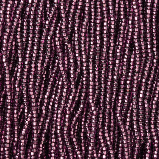 Czech Seed Beads, 11/0 – Silverlined Dark Amethyst (strung)