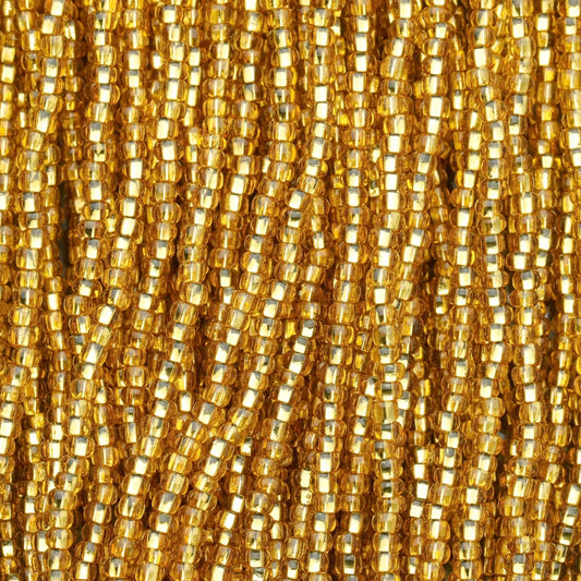 Czech Seed Beads, 11/0 – Silverlined Dark Gold (topaz) (strung)