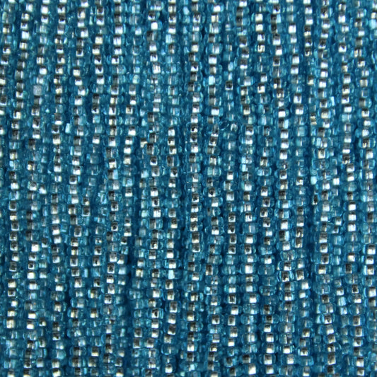 Czech Seed Beads, 11/0 – Silverlined Light aqua square hole (strung)