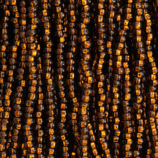 Czech Seed Beads, 11/0 – Silverlined Dark Smoke Topaz (strung)