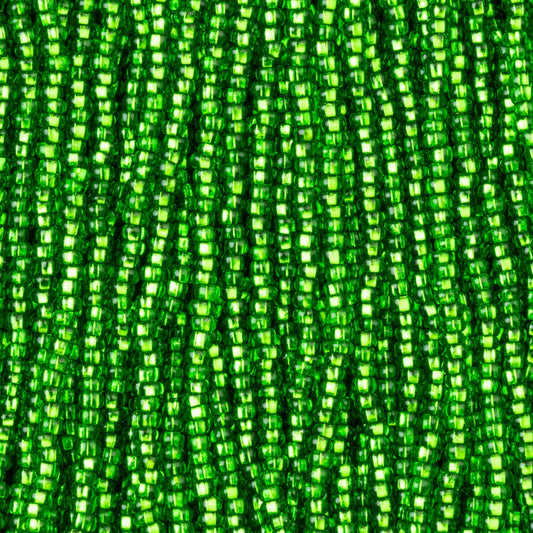 Czech Seed Beads, 11/0 – Silverlined Light Emerald (strung)