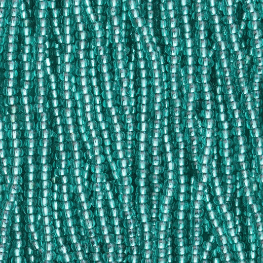 Czech Seed Beads, 11/0 – Silverlined Green Aqua ( Round hole) (strung)