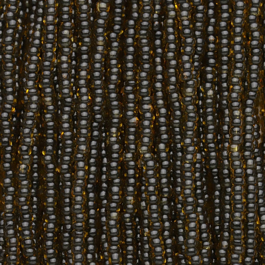 Czech Seed Beads, 11/0 – Colourlined Topaz Jet Lined (strung)
