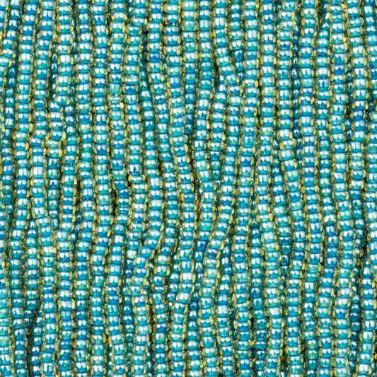 Czech Seed Beads, 11/0 – Colourlined Topaz Blue Lined (strung)