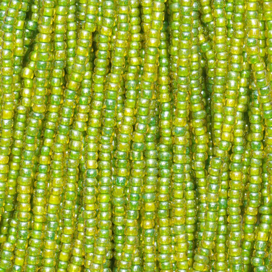 Czech Seed Beads, 11/0 – Colourlined Jonquil Peridot Lined (strung)