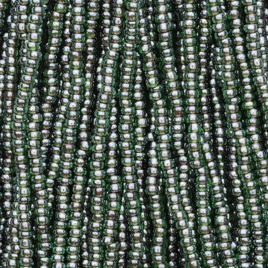 Czech Seed Beads, 11/0 – Colourlined Dark Green (strung)