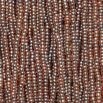 Czech Seed Beads, 11/0 – Colourlined Orange Green Lined (strung)